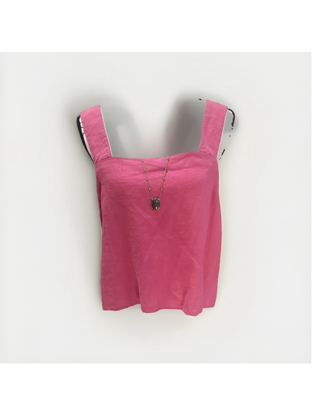 Banana Republic Womens Pink Linen Square Neck Wide Strap Tank Top Size S